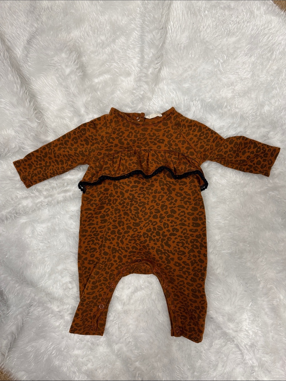 Jessica Simpson Rust Leopard-Print Ruffle 3/6 months